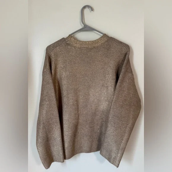 Zara Metallic Gold Sweater - Picture 2 of 5